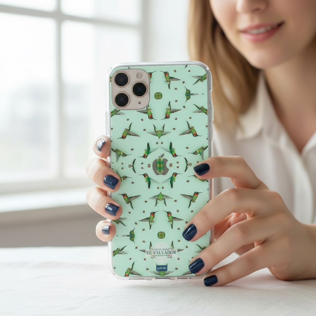 Pistachio Hummingbirds iPhone Case - Cafetal Mágico Clear Protective | Yolotti